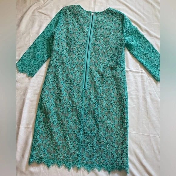 DKNY Women Lace Dress | Aqua | Size 4 | Like New | 3/4 Sleeves - Picture 4 of 11